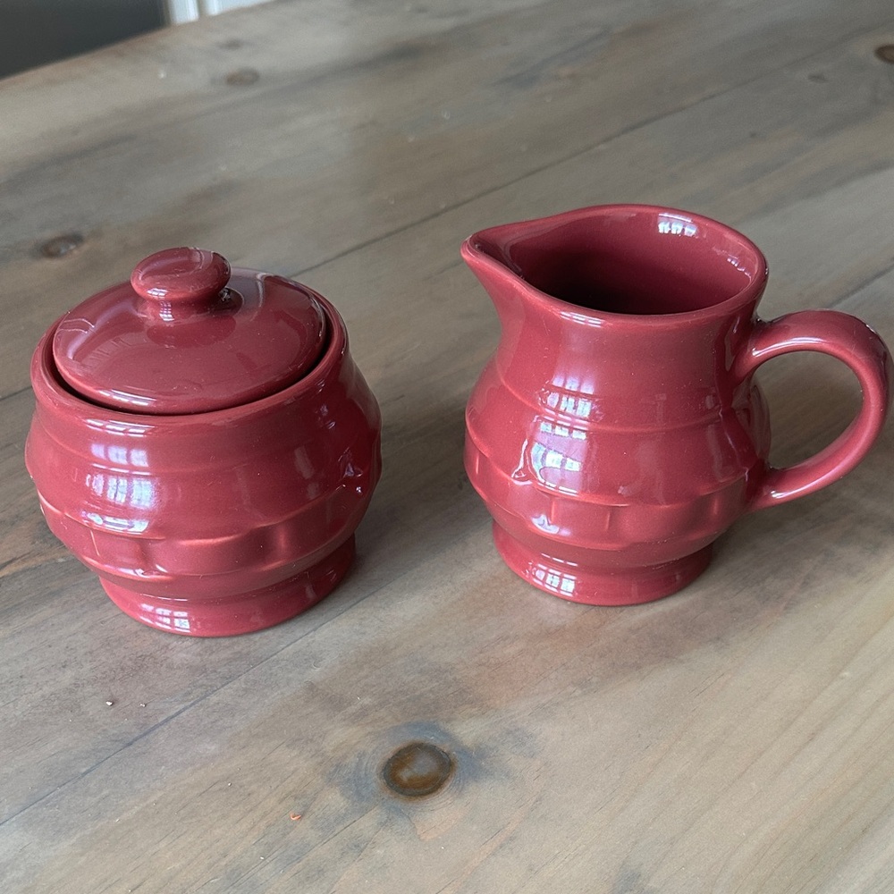 Longaberger Pottery Cream & Sugar Set